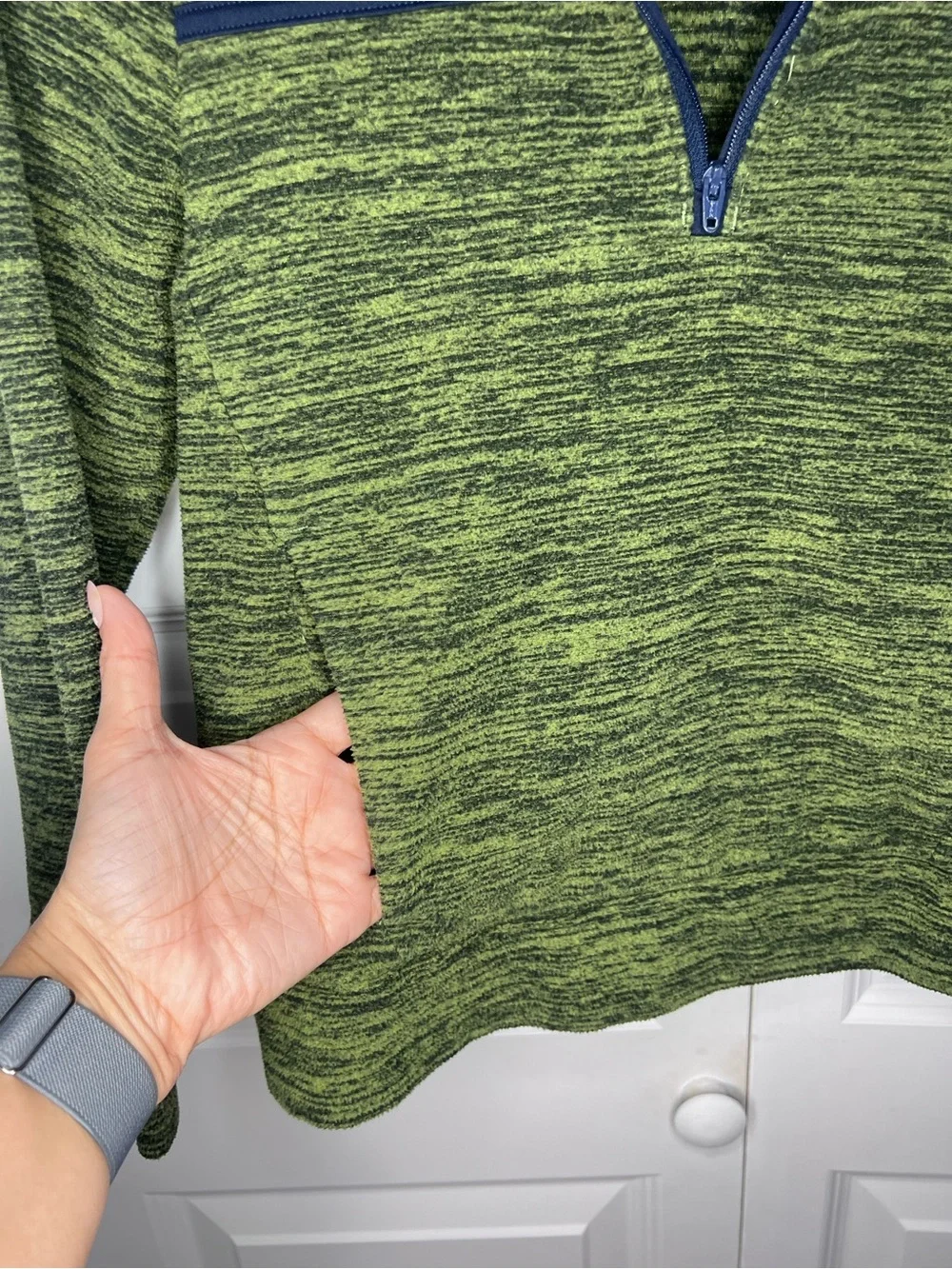Adidas Boys 1/4 Zip Pullover Green Space Dye Sweater Size M 10/12